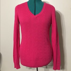 TOMMY HILFIGER 💯% Cotton v neck pink sweater